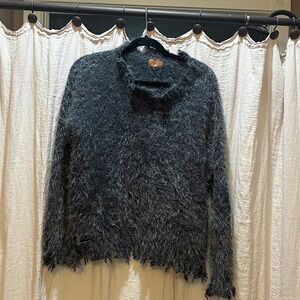 POL Women's Fuzzy Dark Gray Sweater